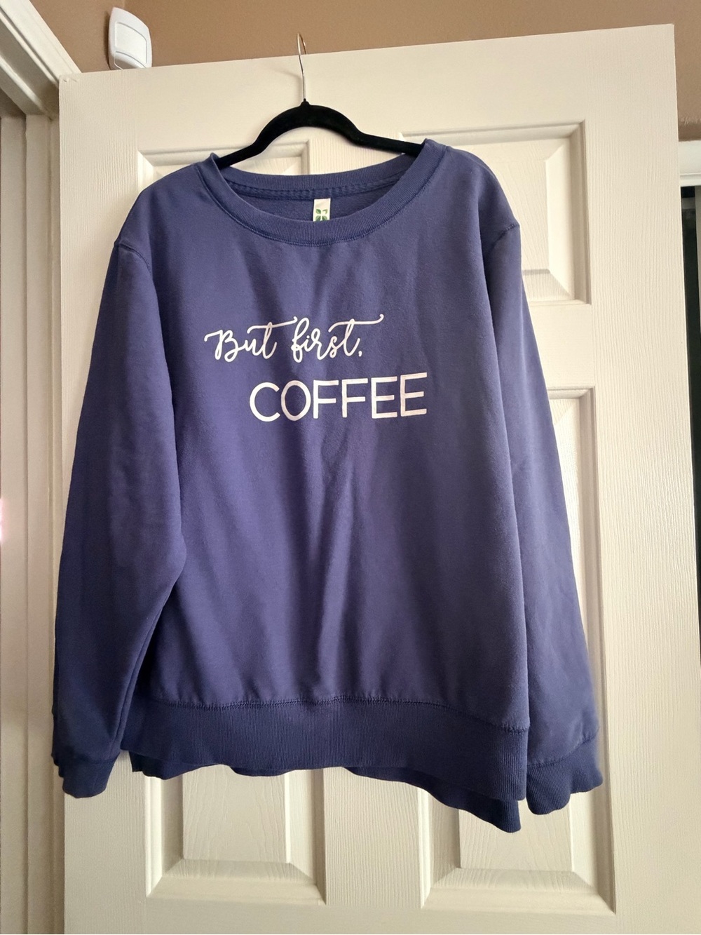 But First, Coffee - Women's Crewneck Sweatshirt in Dusty Blue